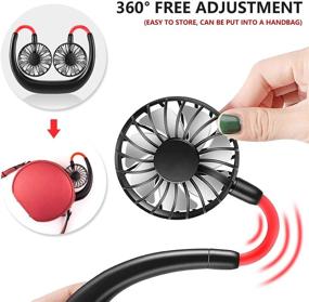 img 3 attached to 🌀 Rechargeable Portable Neckband Fan - Hands-Free Personal Sports Fan, USB Powered, 3 Speeds, 2000mAh Battery, 360° Rotation, Ideal for Outdoor Activities, Office, and Kitchen