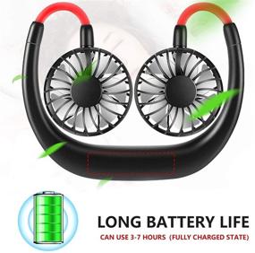 img 1 attached to 🌀 Rechargeable Portable Neckband Fan - Hands-Free Personal Sports Fan, USB Powered, 3 Speeds, 2000mAh Battery, 360° Rotation, Ideal for Outdoor Activities, Office, and Kitchen