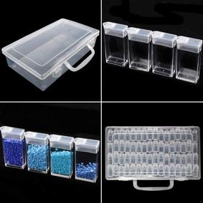 img 1 attached to 🎨 SGHUO 64-Grid 5D Diamond Painting Storage Box Containers - Diamond Art DIY Accessories with 200pcs Label Stickers for Beads, Seeds, and Crafts