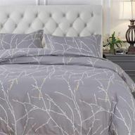 🛏️ tiffico queen size duvet cover set - 3 pieces gray grey plum bloom pattern floral leaf flower microfiber soft bedding comforter covers with zip ties - winter farmhouse bed sets for women, 90 x 90 inch logo