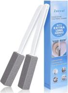 🚽 pumice stone toilet bowl clean brush - 2-pack with long handle for ultimate cleaning power: eliminates hard water rings, calcium buildup, and rust across toilet, tile, kitchen sink, and grill surfaces logo