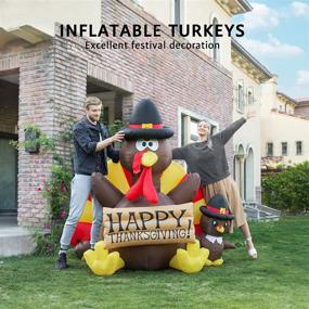 img 3 attached to VIVOHOME 6ft Height Thanksgiving Inflatable LED Lighted Turkey Family: A Festive Outdoor Yard Decoration