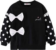 lzh toddler girls sweatshirts: long sleeve dot bowknot tunic pullover blouse shirt - cotton casual tops for kids logo