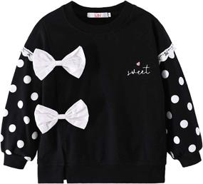 img 4 attached to LZH Toddler Girls Sweatshirts: Long Sleeve Dot Bowknot Tunic Pullover Blouse Shirt - Cotton Casual Tops for Kids