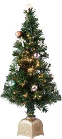 img 3 attached to 3ft Pre-Lit Fiber Optic Christmas Tree - Musical Spinning, Fully Decorated Holiday Peak Tree
