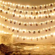 🎉 enhance your décor with 33 ft 100 led fairy lights: battery/usb powered photo clips string light with 8 modes for bedroom, patio, halloween, christmas party, wedding wall decor logo