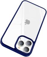 jkz compatible for iphone 13 pro max metal blue case: anti-yellowing crystal clear shockproof protective cover, ultra slim 2021 6.7 iphone 13 pro max case | supports wireless charging logo