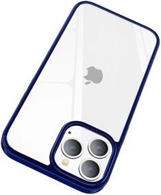 img 4 attached to JKZ Compatible for iPhone 13 Pro Max Metal Blue Case: Anti-Yellowing Crystal Clear Shockproof Protective Cover, Ultra Slim 2021 6.7 iPhone 13 Pro Max Case | Supports Wireless Charging