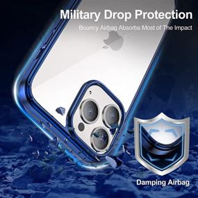 img 2 attached to JKZ Compatible for iPhone 13 Pro Max Metal Blue Case: Anti-Yellowing Crystal Clear Shockproof Protective Cover, Ultra Slim 2021 6.7 iPhone 13 Pro Max Case | Supports Wireless Charging