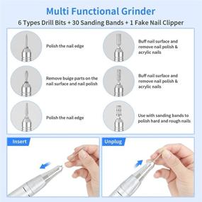 img 3 attached to Профессиональная портативная электрическая машина для маникюра и педикюра с частотой вращения 35000 об/мин, комплект для маникюра с насадками для шлифовки - идеально подходит для акриловых и гелевых ногтей.