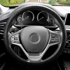 img 4 attached to 🚗 FH Group FH3001BLACK Silicone Snake Pattern Steering Wheel Cover with Massaging Grip - Perfect Fit for Most Cars, Trucks, SUVs, and Vans (Black Color)