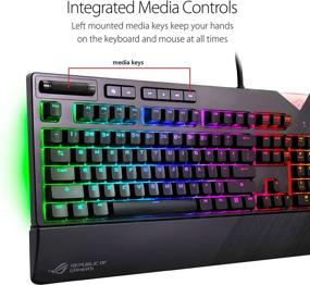 img 1 attached to ASUS ROG Strix Flare Mechanical Gaming Keyboard - Cherry MX Blue Switches - Aura Sync & SDK - Customizable Badge - USB Pass-Through - Media Controls