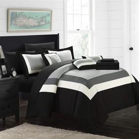 img 3 attached to 🖤 Chic Home Duke Comforter Set: Elegant Queen Size in Classic Black