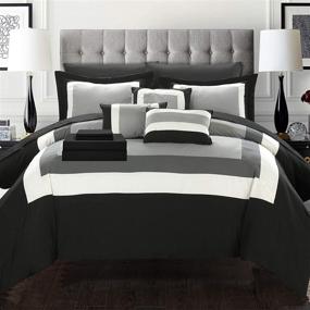 img 4 attached to 🖤 Chic Home Duke Comforter Set: Elegant Queen Size in Classic Black