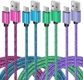 img 4 attached to Fast Charging USB Type C Cable - 6FT 4Pack Nylon Braided USB C Cable Phone Charger Cord for Samsung Galaxy S21 S20 FE Note 20 S9 S10 A10e A01 A11 A20 A21 A51 A50 A80, LG Stylo 6 5 Q7 V60, Moto G7 G6 Z4