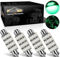 🚗 enhance your vehicle's interior lighting with partsam 4pcs green 41mm 42mm festoon 12smd led light replacement bulb lamp logo
