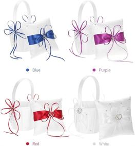 img 2 attached to 💍 Charming Decdeal Double Heart Satin Ring Bearer Pillow and Flower Girl Basket Set – Ideal for Weddings, 6x6 Inches