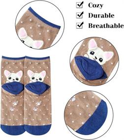 img 1 attached to 🧦 Cute Animal Socks: 5 Pairs of Novelty Dog Cat Women's Crew Socks - Funny Cartoon Cotton Casual Socks for Girls