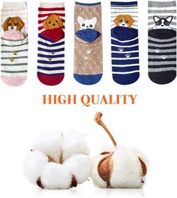 img 3 attached to 🧦 Cute Animal Socks: 5 Pairs of Novelty Dog Cat Women's Crew Socks - Funny Cartoon Cotton Casual Socks for Girls