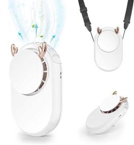 img 4 attached to Stay Cool and Hands-free with the Mini USB Fan - Portable Necklace Fans, 3 Speeds, USB Rechargeable - Perfect for Travel, Office, and Home Cooling - White