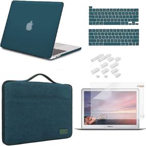 img 4 attached to iCasso MacBook Pro 13 Inch Case 2020 Release Model A2338M1 /A2251/A2289 Bundle 5 in 1 - Dark Cyan: Hard Shell Case, Sleeve, Screen Protector, Keyboard Cover & Dust Plug Compatible MacBook Pro 13''