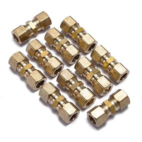 img 3 attached to 🔩 Pack of 10 LTWFITTING 3/8-Inch OD Brass Compression Union Compression Fittings