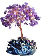 🌳 runyangshi amethyst crystal tree: fengshui bonsai fortune money tree with healing crystal quartz rainbow titanium cluster base - m логотип