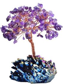 img 4 attached to 🌳 Runyangshi Amethyst Crystal Tree: Fengshui Bonsai Fortune Money Tree with Healing Crystal Quartz Rainbow Titanium Cluster Base - M