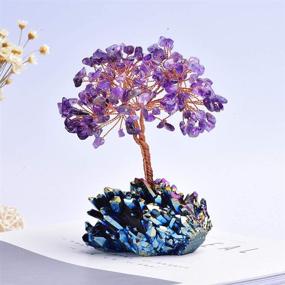 img 3 attached to 🌳 Runyangshi Amethyst Crystal Tree: Fengshui Bonsai Fortune Money Tree with Healing Crystal Quartz Rainbow Titanium Cluster Base - M