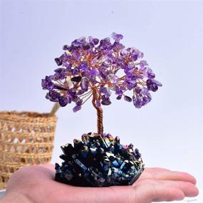 img 2 attached to 🌳 Runyangshi Amethyst Crystal Tree: Fengshui Bonsai Fortune Money Tree with Healing Crystal Quartz Rainbow Titanium Cluster Base - M