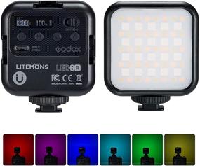 img 4 attached to Godox LiteMon LED6R RGB LED видео освещение - регулируемая HSI/CCT, 36000 вариантов цвета, перезаряжаемый камерный свет, CRI 95, 13 эффектов освещения, диммируемая панельная лампа с магнитным притяжением