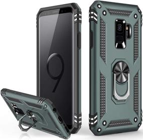 img 4 attached to 🌲 Durable Pine Green Galaxy S9 Case: Military Grade Protection, Dual Layered Heavy Duty Cover with Magnetic Ring Kickstand - Compatible with Car Mount Holder