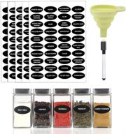 organize your spice collection with 200 printed spice labels, 🌶️ waterproof stickers, write-on labels, chalk marker, and silicone funnel by hanindy логотип