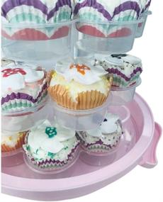 img 1 attached to 🧁 MineDecor Cupcake Carrier and Cake Holder - Portable 3 Tier Cupcake Transporter Box Muffin Container with Locking Lid and Handle for Pies and Cookies (Pink)