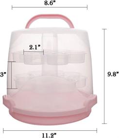 img 4 attached to 🧁 MineDecor Cupcake Carrier and Cake Holder - Portable 3 Tier Cupcake Transporter Box Muffin Container with Locking Lid and Handle for Pies and Cookies (Pink)