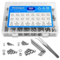 🔩 complete 580pcs stainless steel screws and nuts assortment kit, m2 m3 m4 m5 hex socket cap screws nuts set with storage box and 4 hex wrenches logo