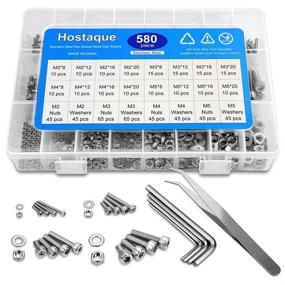 img 4 attached to 🔩 Complete 580pcs Stainless Steel Screws and Nuts Assortment Kit, M2 M3 M4 M5 Hex Socket Cap Screws Nuts Set with Storage Box and 4 Hex Wrenches