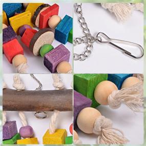 img 1 attached to 🦜 Colorful Wooden Knots Block Parrot Chewing Toy - YOSE Bird Parrot Toy for Macaw African Grey Cockatoo - Cage Bite Toy with Multicolored Wood Beads