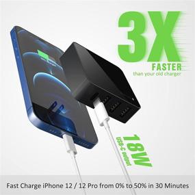 img 3 attached to 🔌 Nekmit Thin Flat Fast Wall Charger USB C Charger, 42W 4-Port Type-C Charging Station with One 18W PD 3.0 and 3 USB Ports for iPhone 12/12 Pro/12 Pro Max, iPad Pro, AirPods, Galaxy, Android and More