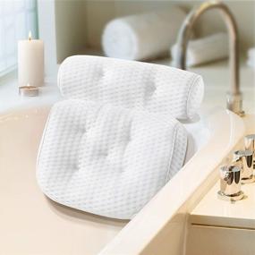 img 4 attached to Bath Pillow: Ergonomic 4D Air Mesh Cushion for Neck, Shoulder, Head, and Back Support with 7 Non-slip Suction Cups - Ultra Soft and Quick Dry Spa Accessory