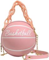 👜 multifunctional women's basketball cross body messenger bag: stylish pu leather round handbag purse tote for girls logo