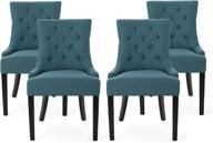 🪑 christopher knight home edwina tufted fabric dining chairs - set of 4, dark teal, espresso: a contemporary addition for your dining space logo