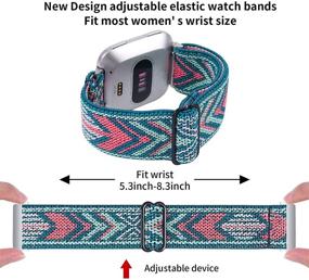 img 1 attached to 📱 Joyozy Adjustable Elastic Bands - Compatible with Fitbit Versa 2, Fitbit Versa, and Fitbit Versa Lite - Soft Stretchy Nylon Wristband Strap Replacement for Women and Men