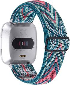 img 4 attached to 📱 Joyozy Adjustable Elastic Bands - Compatible with Fitbit Versa 2, Fitbit Versa, and Fitbit Versa Lite - Soft Stretchy Nylon Wristband Strap Replacement for Women and Men