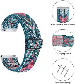 img 2 attached to 📱 Joyozy Adjustable Elastic Bands - Compatible with Fitbit Versa 2, Fitbit Versa, and Fitbit Versa Lite - Soft Stretchy Nylon Wristband Strap Replacement for Women and Men