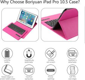 img 3 attached to 💻 iPad Air 2019(3rd Generation) 10.5"/iPad Pro Keyboard Case - Boriyuan Smart Folio Stand Cover with Detachable Keyboard, Screen Protector, and Stylus for Apple iPad Pro 10.5 inch - Rose Red