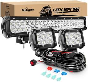 img 4 attached to 🌞 Nilight - ZH001 20Inch 126W Spot Flood Combo Off-Road LED Light Bar + 2PCS 18w 4Inch Flood LED Pods - Wiring Harness Kit Included!