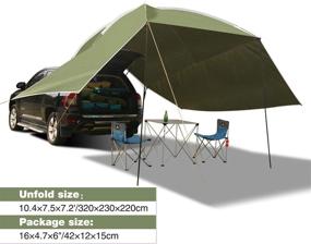 img 1 attached to 🏕️ REDCAMP Waterproof Car Awning Sun Shelter – Portable Canopy for Camping, Outdoor Activities, SUV, Beach in Beige/Army Green