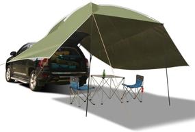 img 4 attached to 🏕️ REDCAMP Waterproof Car Awning Sun Shelter – Portable Canopy for Camping, Outdoor Activities, SUV, Beach in Beige/Army Green