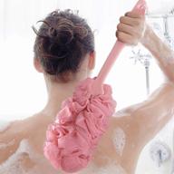 🚿 long handle back scrubber for shower: soft pink bath sponge brush for women and men, with nylon mesh cleaner washer - essential bathroom shower accessory logo